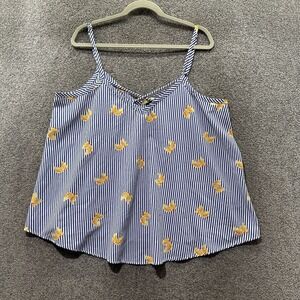 Torrid Tank Top Blouse Women 0/12 Striped Citrus Print V Neck Lightweight Summer